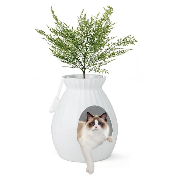 ANGELES HOME 20 in. x 20 in. ABS Cat Cat Litter Box with Electronic Odor Removal and Sterilization