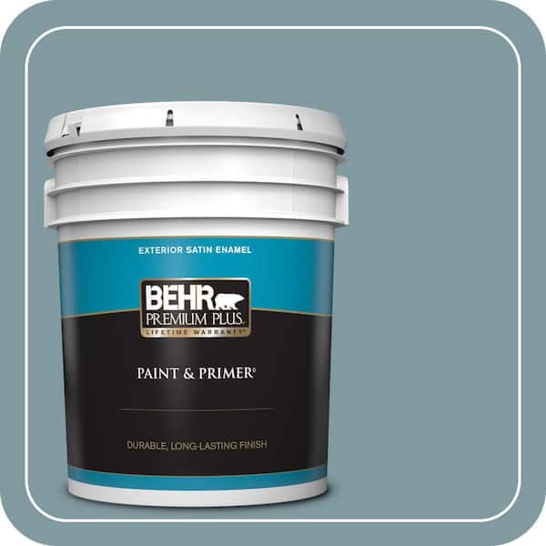 BEHR PREMIUM PLUS 5 gal. #ECC-56-3 Lake View Satin Enamel Exterior Paint & Primer