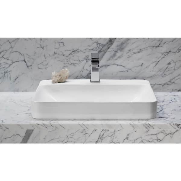 Kohler 2660-1 Vox Rectangle Vessel With Faucet Deck White for sale online 
