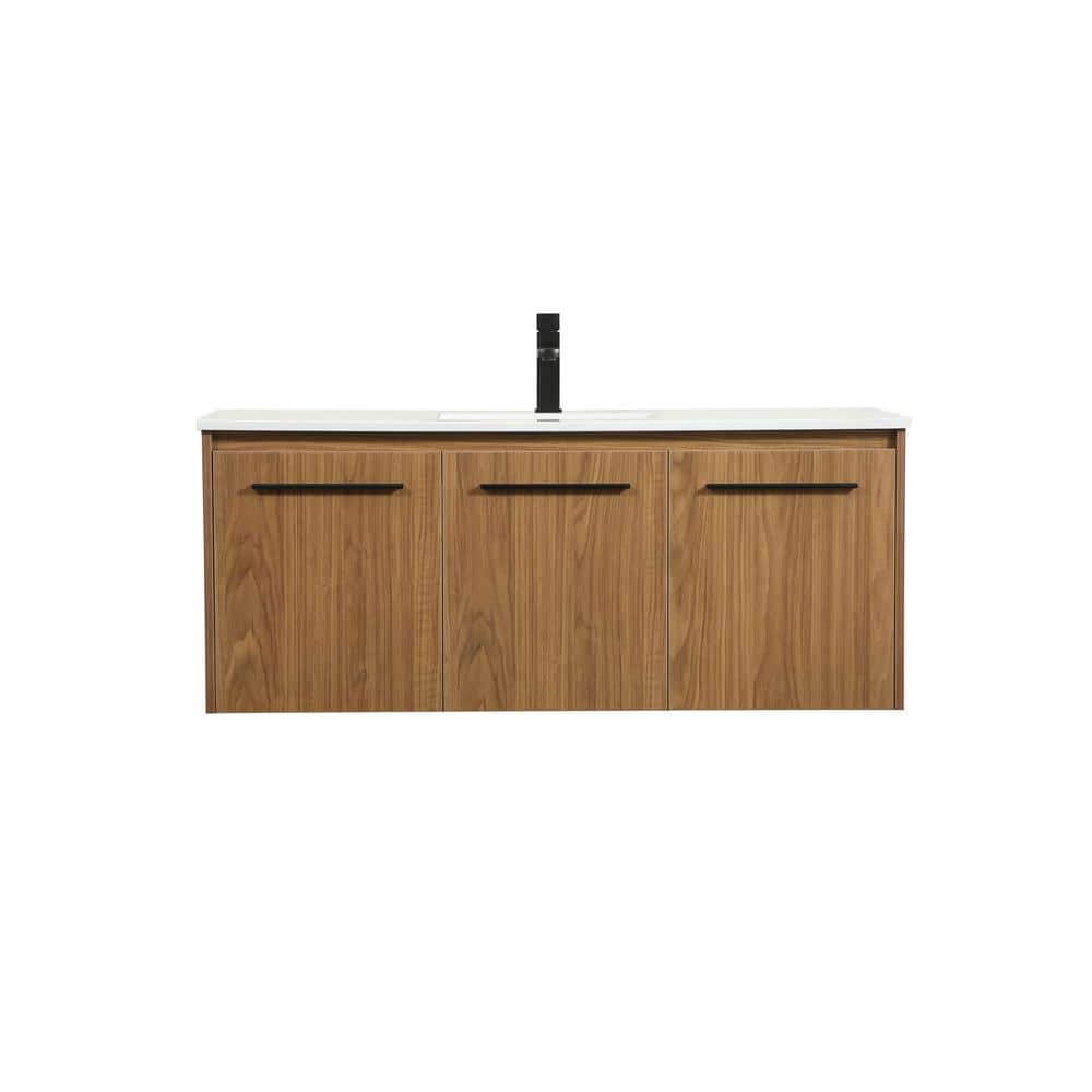 Timeless Home 18 in. W x 48 in. D x 19.7 in. H Bath Vanity in Walnut Brown 