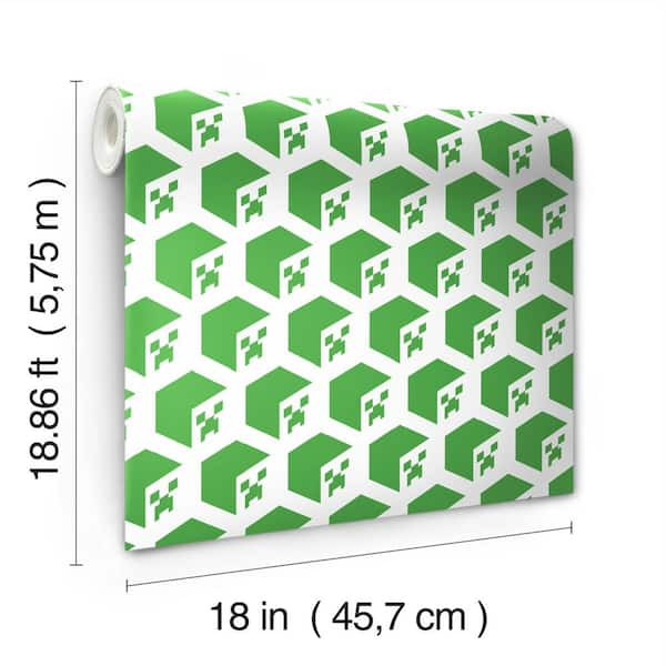 RoomMates Minecraft Creeper Face Green Vinyl Peel and Stick Matte Wallpaper  28.18 sq. ft. RMK12395RL - The Home Depot