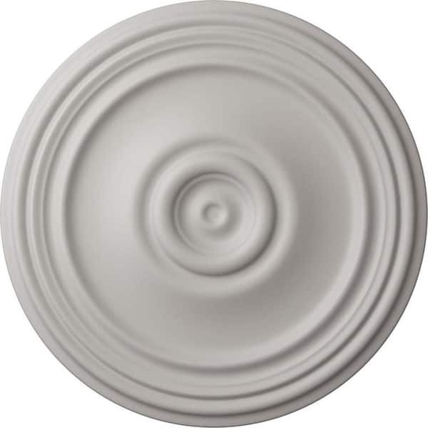 Ekena Millwork 21 in. x 1-1/4 in. Reece Urethane Ceiling Medallion (Fits Canopies upto 6-3/4 in.), Ultra Pure White