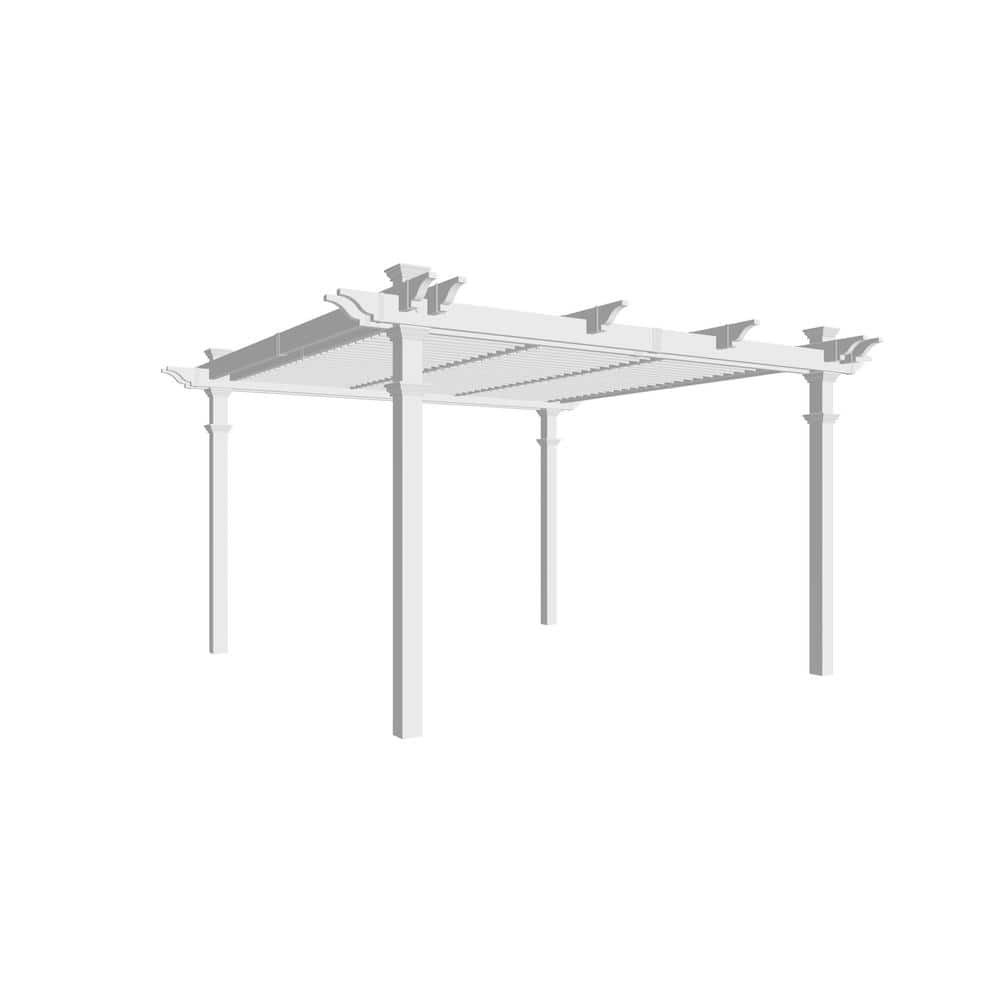 12' x 12' White Vinyl Adjustable Louvered Pergola