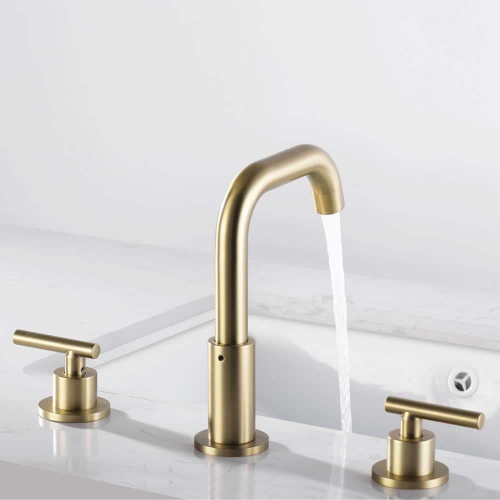 Brushed Gold Solid Brass Widespread Bathroom Faucet