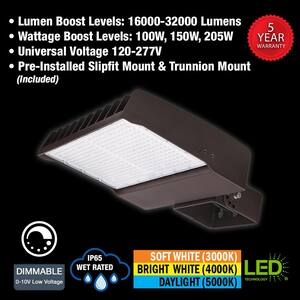 600-Watt Equivalent Bronze Integrated LED Flood Light Adjustable 13300-30750 Lumens and CCT with Photocell (10-Pack)