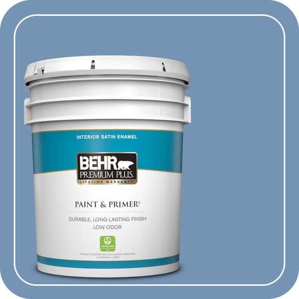 BEHR PREMIUM PLUS 5 gal. #580D-5 Ocean Ridge Satin Enamel Low Odor Interior Paint & Primer