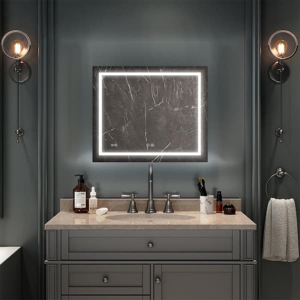 Daytona 36.00 in. W x 30.00 in. H Frameless Rectangular LED Light Bathroom Vanity Mirror in Clear