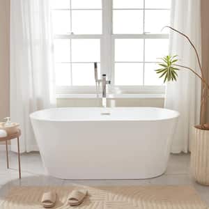 Bordeaux 59 in. x 29.5 in. Soaking Bathtub with Center Drain in White/Polished Chrome