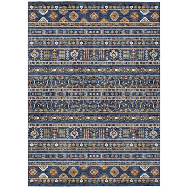 Chantille Machine Washable Indoor/Outdoor Abstract ACN2244 Navy 3 ft. x 5 ft. Area Rug