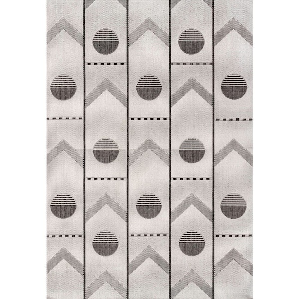 Soren Modern Geometric Cream/Black 8 ft. x 10 ft. Indoor/Outdoor Area Rug