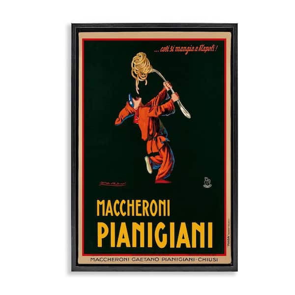 Stupell Industries Maccheroni Vintage Ad by Vintage Poster Black Floater Frame Food Graphic Art Print 31 in. x 21 in.