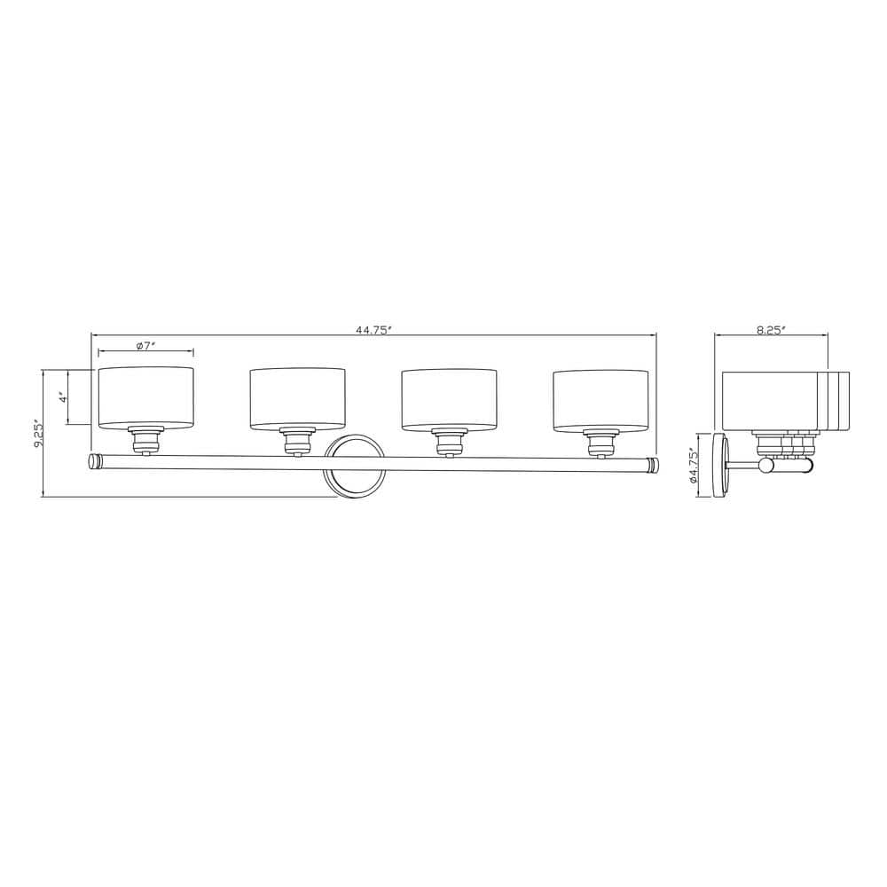 Zane 44.75" Gold and Black Steel Vanity Light