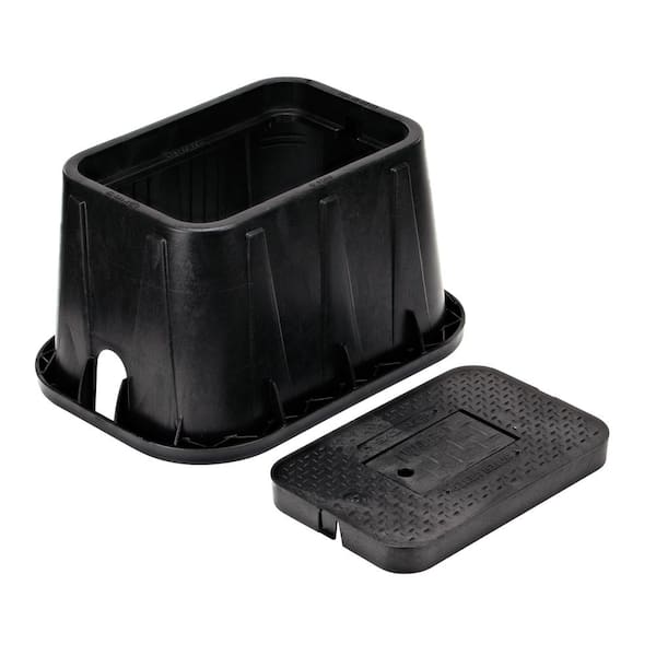 14 in. X 19 in. Rect. Standard Series Meter Box & Drop-in Cover, Black Box, Black Cover with Reader Door, Water Meter
