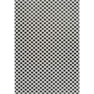 Maise Black White 4 ft. x 6 ft. Modern Checkered Indoor Outdoor Area Rug