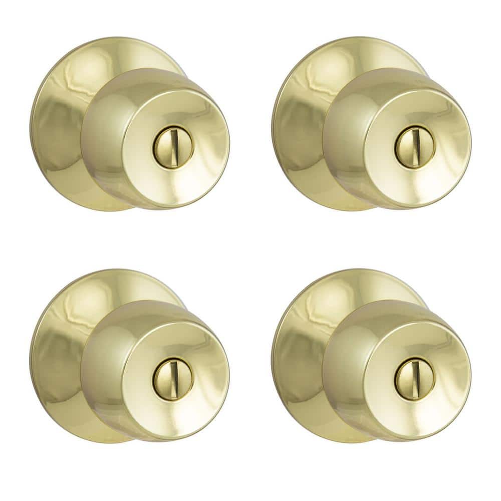 Brandywine Polished Brass Bed/Bath Door Knob (4-Pack)