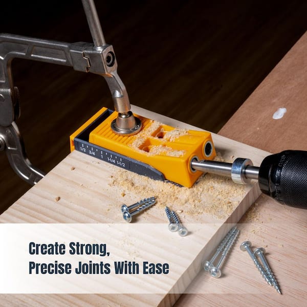 One Set Blue Pocket Hole Jig,Two Hole Wood Jig System Kit With Drill - View #8