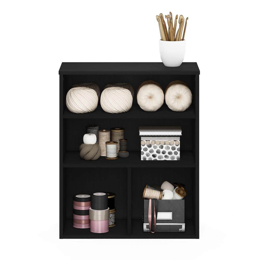 Adjustable Black Oak 3-Tier Display Bookcase