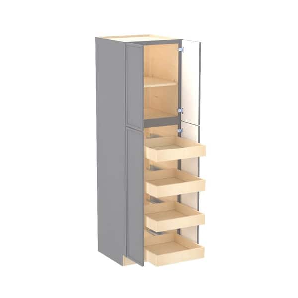 Home Decorators Collection Franklin 24 in. W x 24 in. D x 84 in. H Assembled Plywood Pantry Kitchen Cabinet in Veiled Gray with 4ROT Soft Close