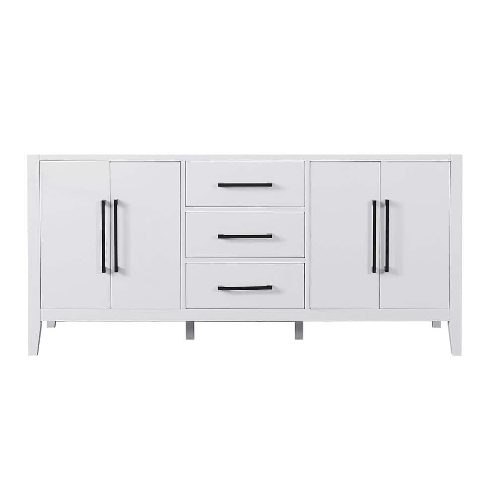 Laurel 72" White Wood Double Bathroom Vanity Base