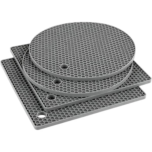 Silicone Hot Pads for Hot Dishes, Hot Pots and Pans, Kitchen Countertops and Table, Grey (4-Pack)