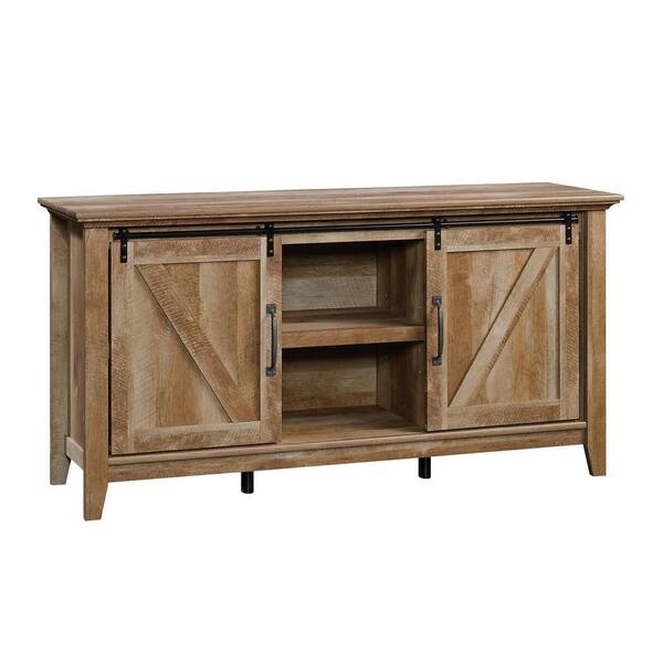 Oak Finish Traditional Craftsman Media Console Storage Cabinet Table 3-Pc Entertainment Center Tv Stand