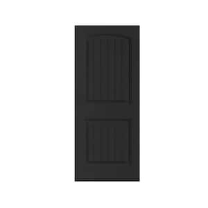 Elegant 30 in. x 80 in. Black Stained Composite MDF 2 Panel Camber Top Interior Barn Door Slab