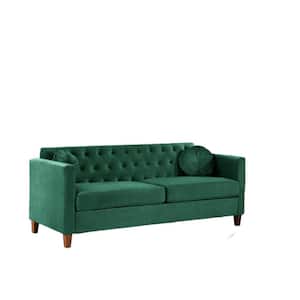 Lory 79.5 in. Green Velvet 3-Seater Lawson Sofa with Square Arms