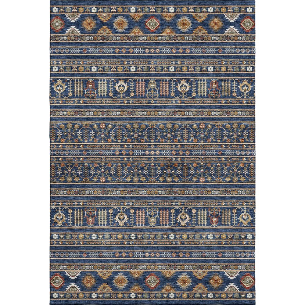 Mayfield Premium Machine Washable Abstract AMF2244 Navy 5 ft. x 7 ft. 6 in. Area Rug price history on PriceWatchPro