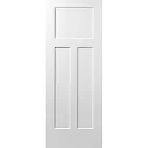 32 in. x 80 in. Winslow Primed 3-Panel Solid Core Composite Interior Door Slab