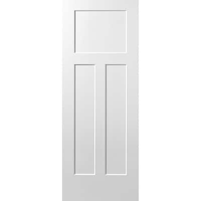32 in. x 80 in. Winslow Primed 3-Panel Solid Core Composite Interior Door Slab