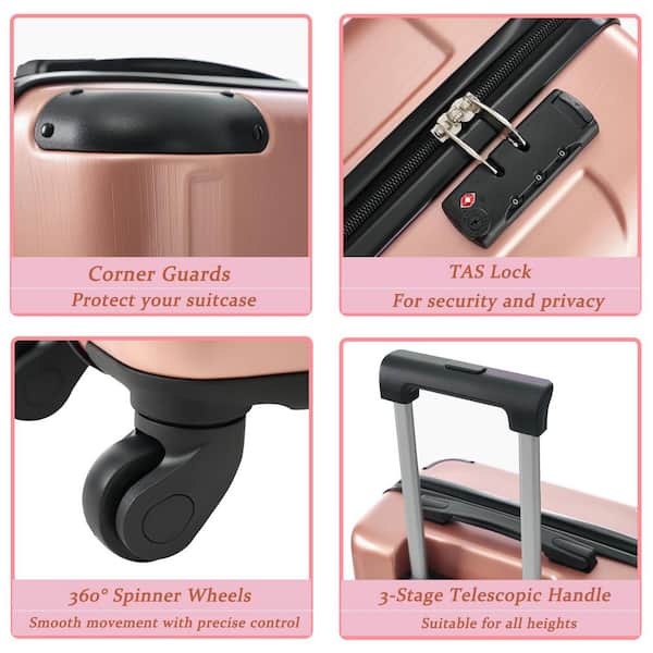Merax 21.5 in. Rose Pink ABS Hardside Luggage Double Spinner
