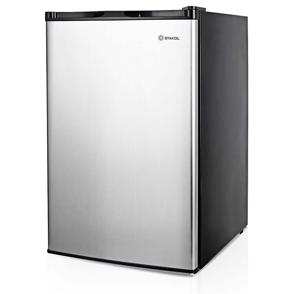 Costway 3 cu. ft. Compact Upright Freezer in Stainless Steel Door Removable Shelves, Silver