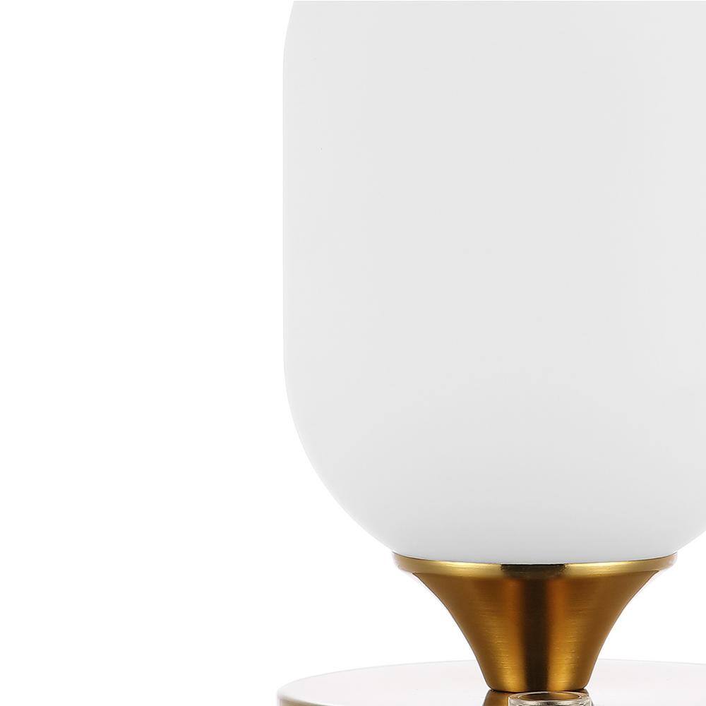 Eli 8" Brass Gold Cordless LED Table Lamp with Frosted Shade