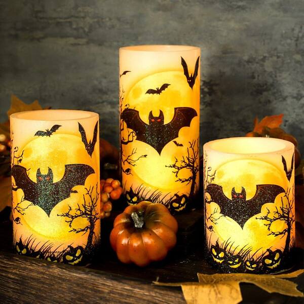 Halloween Flameless Candles, Halloween Spinning Water Glittering Flameless Candle
