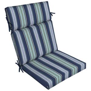 21 in. x 20 in. Sapphire Aurora Blue Stripe Outdoor Dining Chair Cushion