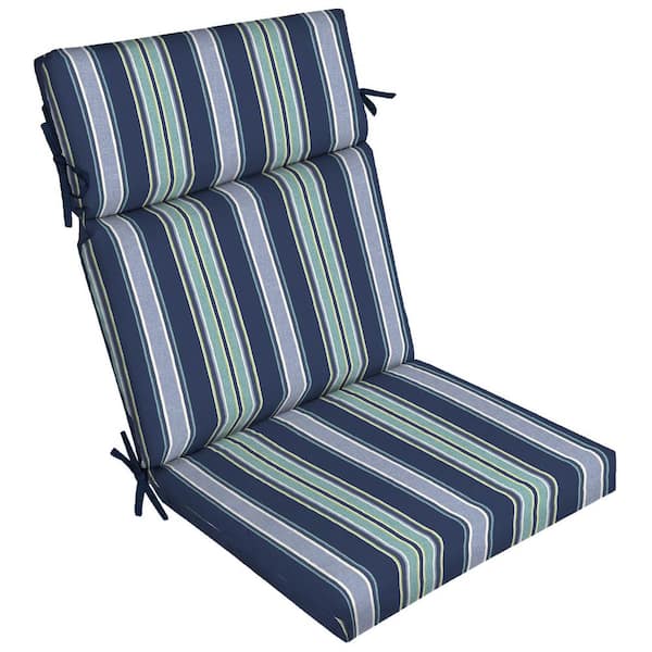 ARDEN SELECTIONS 21 in. x 20 in. Sapphire Aurora Blue Stripe Outdoor Dining Chair Cushion