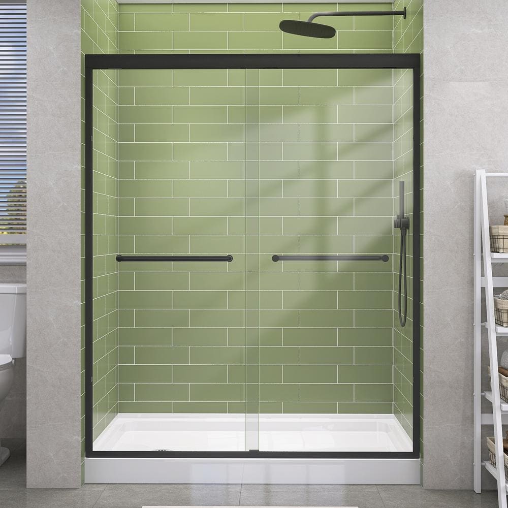 56 in.-60 in. W x 72 in. H Double Sliding Framed Shower Door in Matte Black with 1/4 in. (6 mm) Clear Glass price history on PriceWatchPro