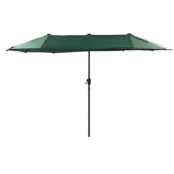 Unbranded 12.5ft Green Iron Rectangular Large Outdoor Patio Market Umbrella With Push Button Tilt And Crank System