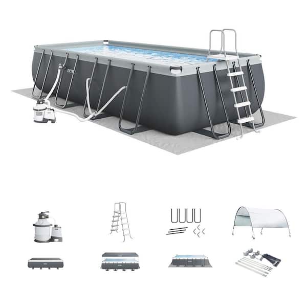 Ultra XTR 24 ft. x 12 ft. Rectangular 52 in. Hard Side Above Ground Pool Set with Sun Canopy