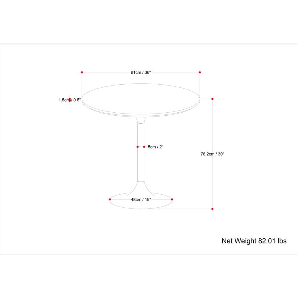 Osborne 36" Round White Marble Dining Table with Copper Base