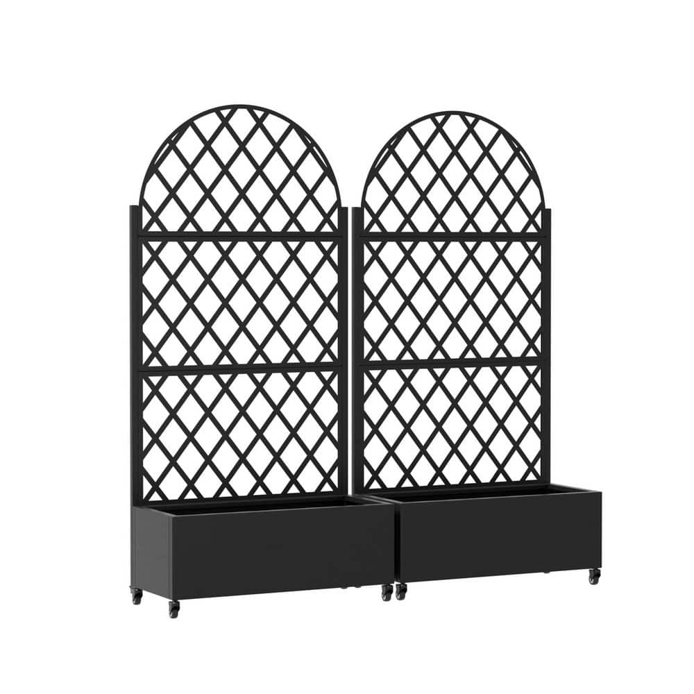 6 ft. H x 3 ft. W Metal Planter Box Privacy Screen Garden Bed With Trellis And Wheels Black Set of 2 price history on PriceWatchPro