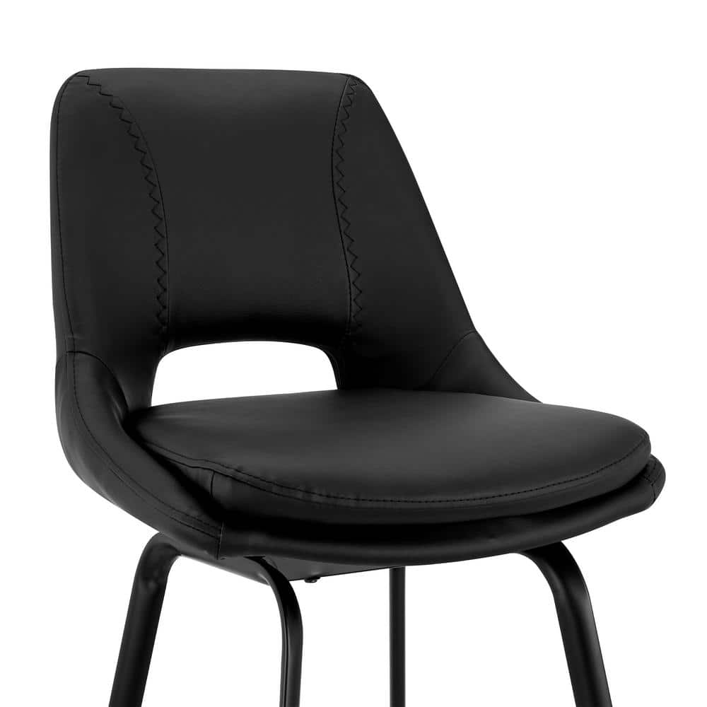 Contemporary 41'' Black Leather & Metal Swivel Bar Stool