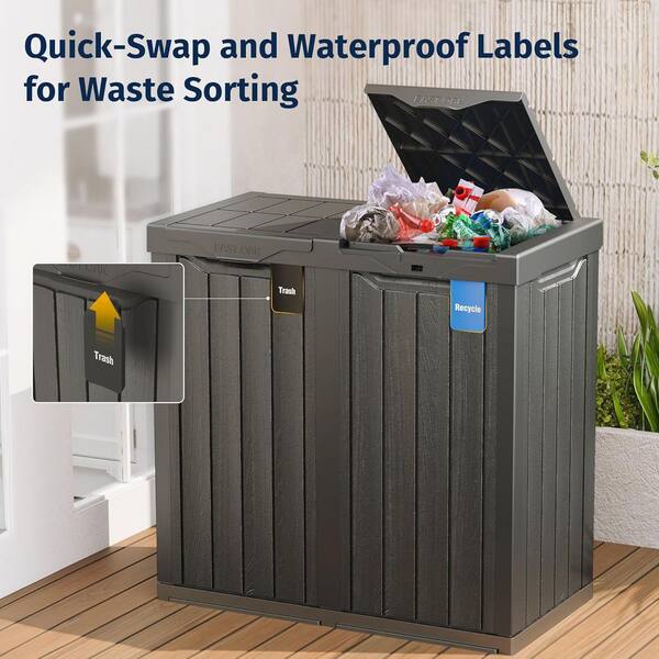 EAST OAK 62 Gal 31.46 x 31.3 x 16.5Grey Trash Indoor/Outdoor Use
