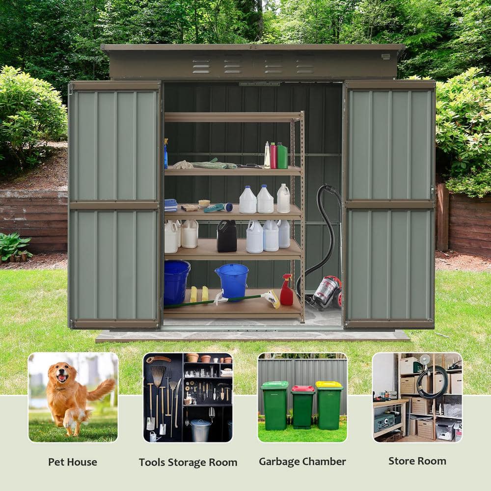 Outdoor Storage Shed 6 ft. W x 4 ft. D Metal Shed With Lockable Double Door