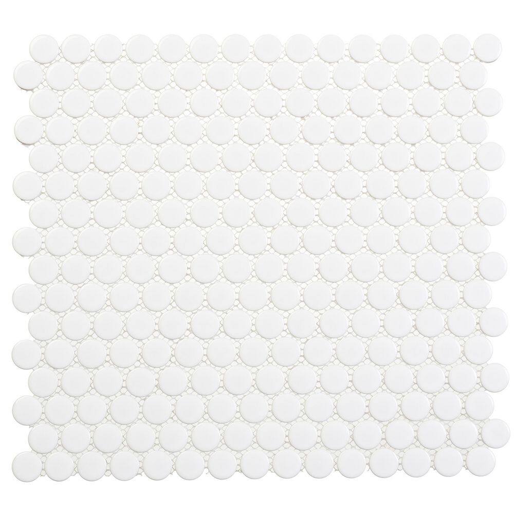 Stylish-Sweetpea Whitle White 4.5 in. x 8.25 in. Glossy Porcelain Round Mos