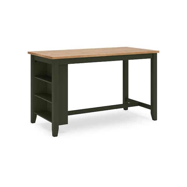 Benjara Gasy Dark Green and Brown Wood 30 in. 4-Legs Dining Table Seats-4