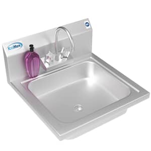 17 in. Wall Mount Stainless Steel 1 Compartment Commercial Hand Wash Sink