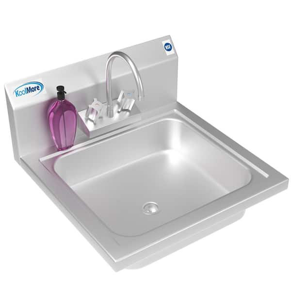 Koolmore 17 in. Wall Mount Stainless Steel 1 Compartment Commercial Hand Wash Sink