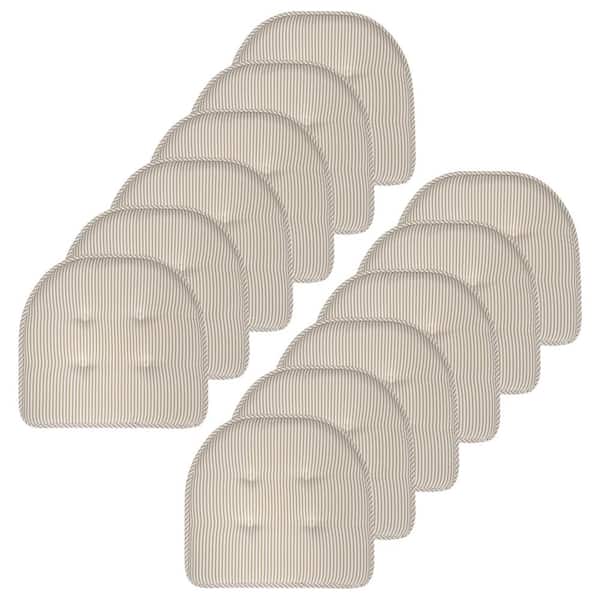 Sweet Home Collection Pinstripe Memory Foam 17 in. x 16 in. U-Shaped Non-Slip Indoor/Outdoor Chair Seat Cushion Taupe (12-Pack)