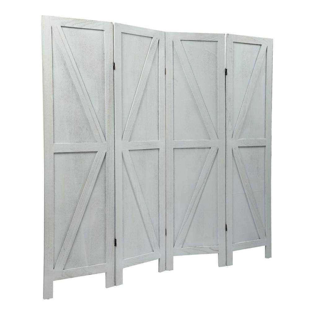 Reviews for 4Panel White Wood Privacy Room Divider Upscale Sycamore